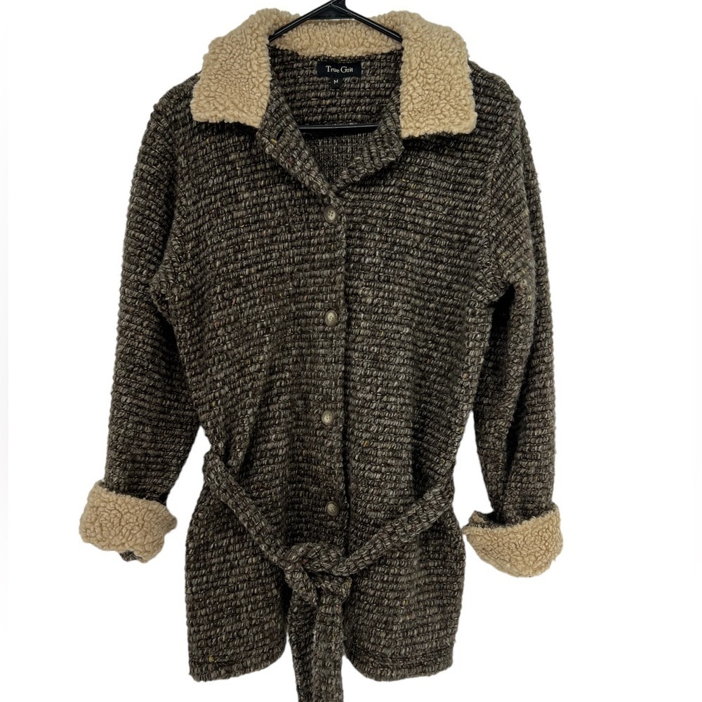 True Grit Sherpa Trim Cardigan Size M